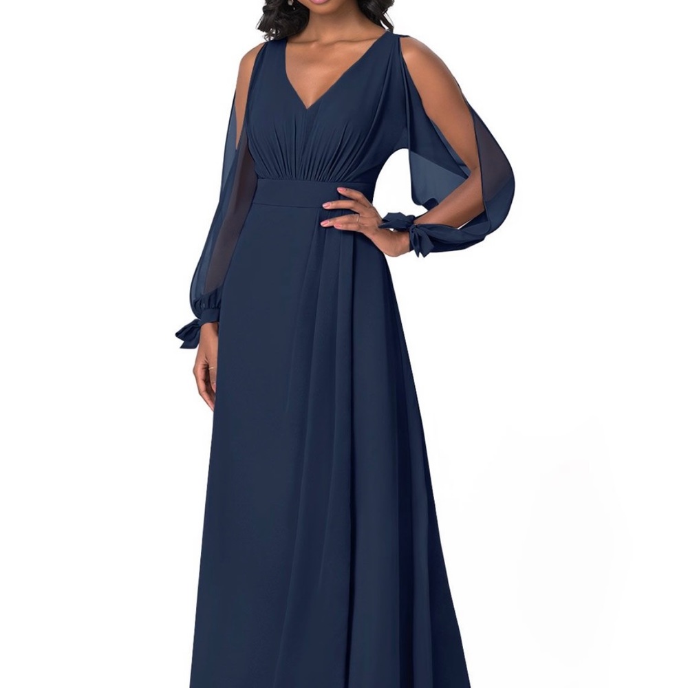 Azazie Size 10 Dark Navy Maxi Dress